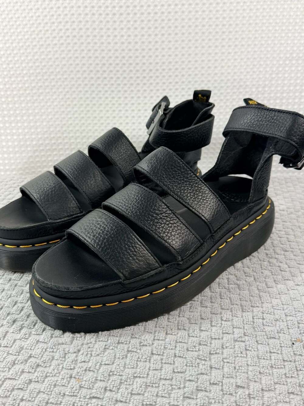 Dr. Martens Clarissa II Quad Platform Sandals Black Leather